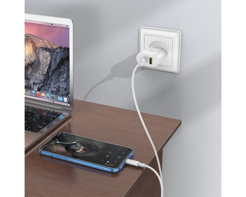 СЗУ HOCO C95A PD 20W+QC3.0 (1USB/Type-C/3A) + Type-C to Lightning (00000062817_1)
