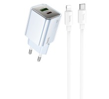 СЗУ Hoco N46 Glorious PD20W+QC3.0 (1USB-A/1C) + Type-C to Lightning (00000073952_2)