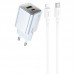 СЗУ Hoco N46 Glorious PD20W+QC3.0 (1USB-A/1C) + Type-C to Lightning (00000073952_2)