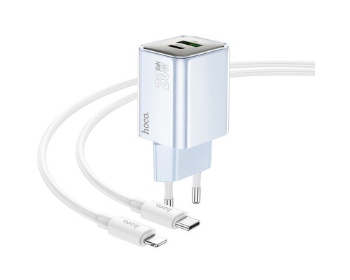СЗУ Hoco N46 Glorious PD20W+QC3.0 (1USB-A/1C) + Type-C to Lightning (00000073952_2)