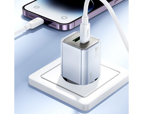 СЗУ Hoco N46 Glorious PD20W+QC3.0 (1USB-A/1C) + Type-C to Lightning (00000073952_2)
