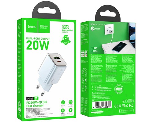СЗУ Hoco N46 Glorious PD20W+QC3.0 (1USB-A/1C) (00000073949_2)