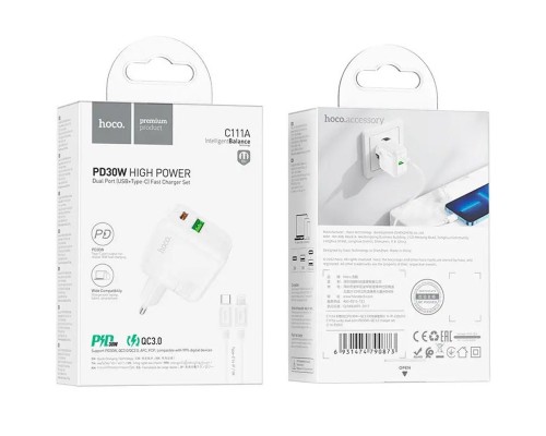 СЗУ Hoco C111A PD 30W+QC3.0 Type-C to Lightning (00000064607_1)