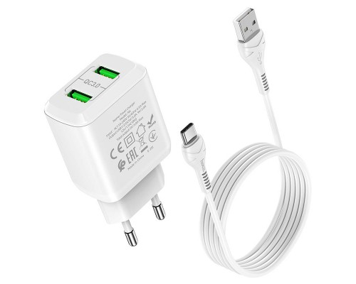 СЗУ HOCO N6 QC3.0 (2USB/3A) + USB - Type-C (00000048111_1)