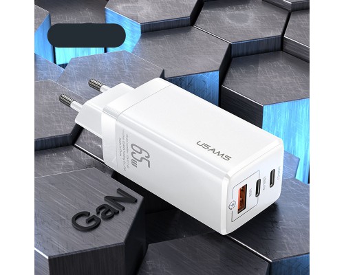 СЗУ Usams US-CC110 GaN Mini 65W (2Type-C/1USB QC) (00000039674_1)