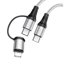 Дата кабель Hoco X50 2 in 1 Exquisito PD 60W Type-C to Lightning/Type-C 3A (1m) (00000042536_2)