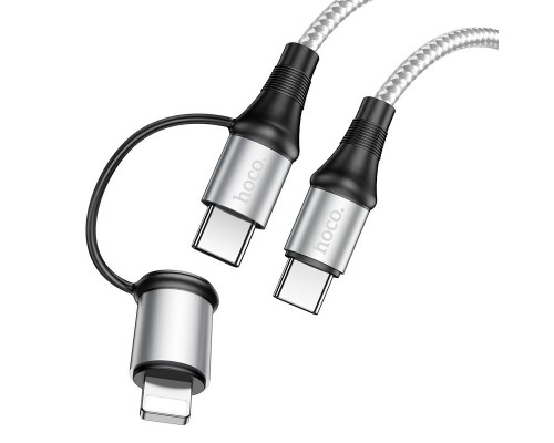 Дата кабель Hoco X50 2 in 1 Exquisito PD 60W Type-C to Lightning/Type-C 3A (1m) (00000042536_2)