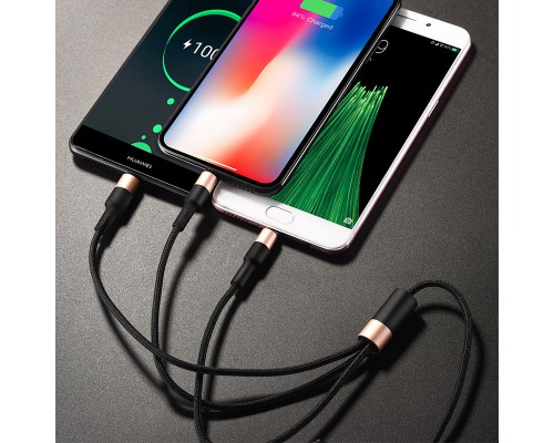 Дата кабель Hoco X26 Xpress 3in1 Lightning -MicroUSB-Type-C (1m) (00000035244_2)