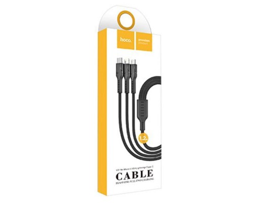 Дата кабель Hoco U31 "Benay" 3in1 Lightning -MicroUSB-Type-C (1.2m) (00000052982_1)