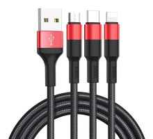 Дата кабель Hoco X26 Xpress 3in1 Lightning -MicroUSB-Type-C (1m) (00000035244_3)