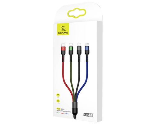 Дата кабель Usams US-SJ411 U26 4in1 USB to Combo 2A (0.35m) (00000051917_1)