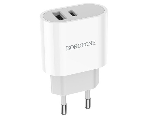 СЗУ Borofone BA62A Wiseacre PD12W (1USB/1Type-C/2.4A) + Type-C to Lightning (00000058307_1)