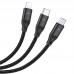 Дата кабель Hoco U104 Ultra 6A 3in1 Lightning -MicroUSB-Type-C (1.2m) (00000055899_1)