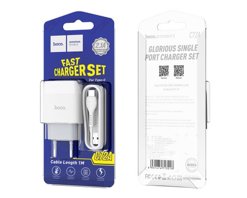 СЗУ Hoco C72A (1USB/2.1A) + Type-C (00000041729_1)