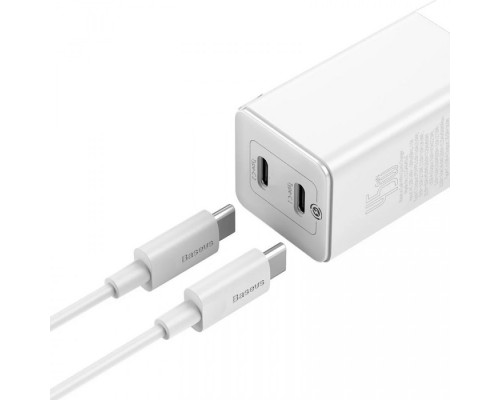 СЗУ Baseus GaN2 QC (2 Type-C/ 45W) + кабель Type-C to Type-C 65W (CCGAN) (00000048646_1)