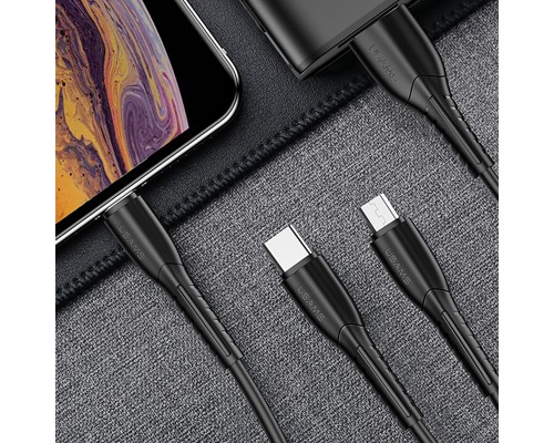 АЗУ Usams C13 2.1A Dual USB + U35 3IN1 Charging Cable (1m) (00000034561_1)