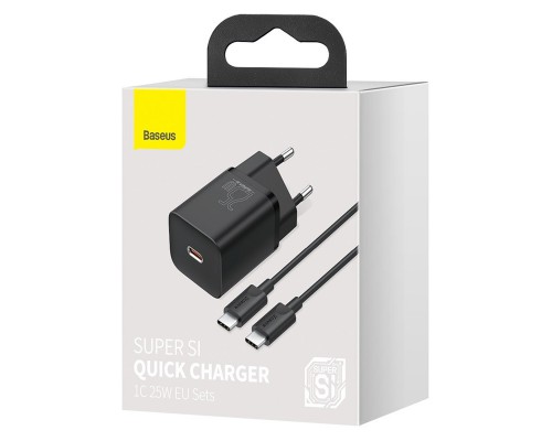 СЗУ Baseus Super Si Quick Charger 1C 25W + Cable Type-C to Type-C 3A (1m) (TZCCSUP-L) (00000049193_2)