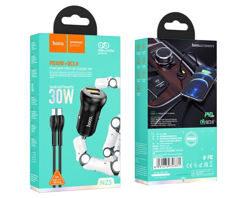 АЗУ Hoco NZ5 Smooth road PD30W + QC3.0 + Type-C to Lightning (00000055920_1)