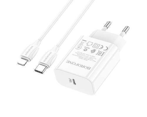 СЗУ Borofone BA65A Single port PD20W + Type-C + Lightning (00000057051_2)