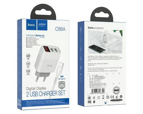 СЗУ HOCO C86A (2USB/2.4A) + Type-C (00000053231_1)