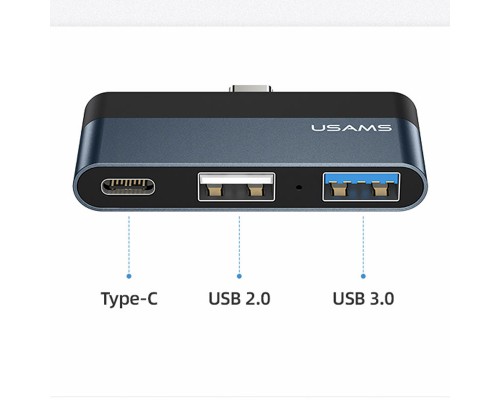 Переходник HUB Usams US-SJ490 Type-C Mini Hub (2USB port + Type-C) (00000049254_1)