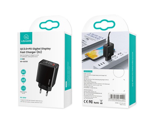 СЗУ Usams US-CC133 T40 QC3.0 + PD 20W (00000049232_1)