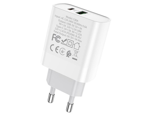 СЗУ HOCO C80A Rapido PD20W+QC3.0 Type-C + USB (00000043048_1)