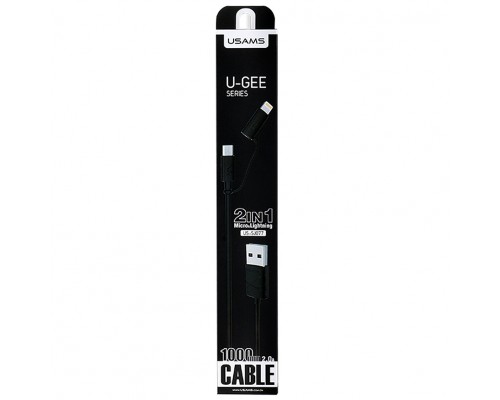 Дата кабель Usams US-SJ077 2in1 U-Gee USB to Micro USB + Lightning (1m) (00000036162_1)