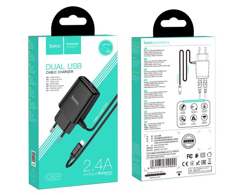 СЗУ HOCO C82A Real power dual port cable charger (for Lightning) (EU) (00000039928_1)