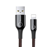 Дата кабель Baseus C-shaped (со световым индикатором) USB to Lightning 2.4A (1m) (CALCD) (00000027364_1)