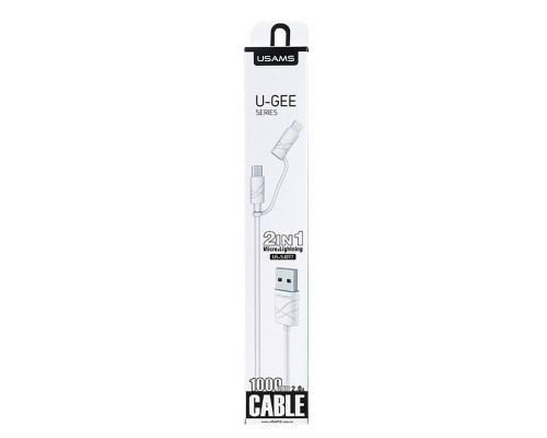 Дата кабель Usams US-SJ077 2in1 U-Gee USB to Micro USB + Lightning (1m) (00000036162_2)