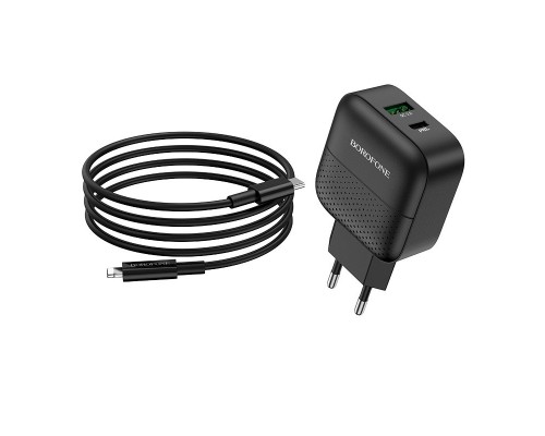СЗУ Borofone BA46A PD 18W+QC3.0 (1USB/1Type-C/3A) + Type-C to Lightning (00000055893_1)