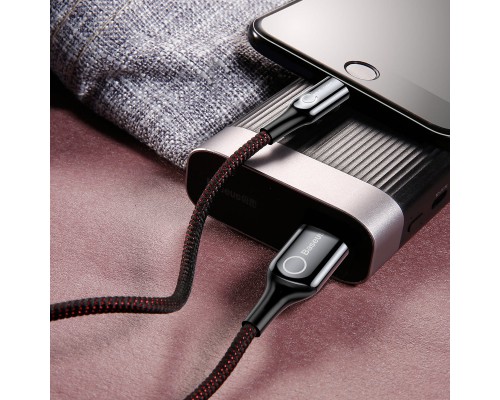 Дата кабель Baseus C-shaped (со световым индикатором) USB to Lightning 2.4A (1m) (CALCD) (00000027364_1)