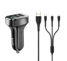 АЗУ Usams C13 2.1A Dual USB + U35 3IN1 Charging Cable (1m) (00000034561_1)