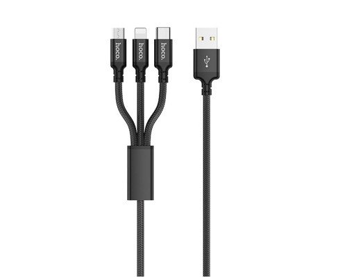 Дата кабель Hoco X14 Times Speed 3in1 (Lightning+Micro USB+Type-C) (1m) (00000038609_2)