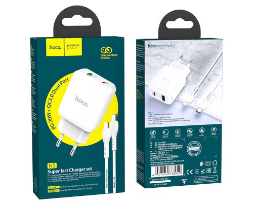 СЗУ Hoco N5 Favor 20W PD+QC3.0 Type-C to Lightning (00000043049_2)