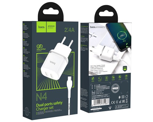 СЗУ Hoco N4 (2USB/2.4A) + Type-C (00000048811_1)