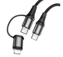 Дата кабель Hoco X50 2 in 1 Exquisito PD 60W Type-C to Lightning/Type-C 3A (1m) (00000042536_1)