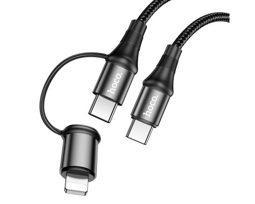 Дата кабель Hoco X50 2 in 1 Exquisito PD 60W Type-C to Lightning/Type-C 3A (1m) (00000042536_1)