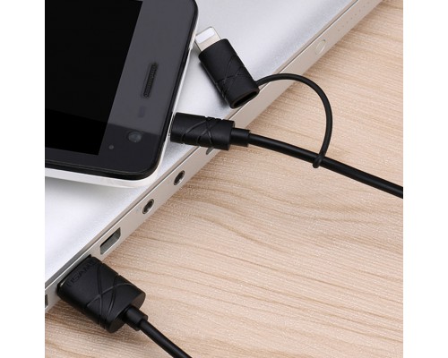 Дата кабель Usams US-SJ077 2in1 U-Gee USB to Micro USB + Lightning (1m) (00000036162_1)