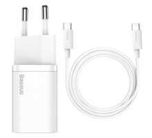 СЗУ Baseus Super Si Quick Charger 1C 25W + Cable Type-C to Type-C 3A (1m) (TZCCSUP-L) (00000049193_1)