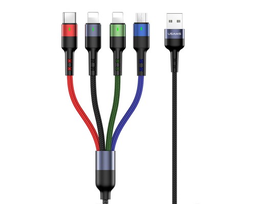 Дата кабель Usams US-SJ411 U26 4in1 USB to Combo 2A (0.35m) (00000051917_1)