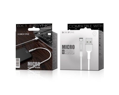 Дата кабель Borofone BX1 EzSync USB to MicroUSB (1m) (00000056909_1)