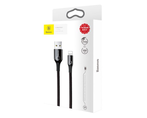 Дата кабель Baseus C-shaped (со световым индикатором) USB to Lightning 2.4A (1m) (CALCD) (00000027364_1)