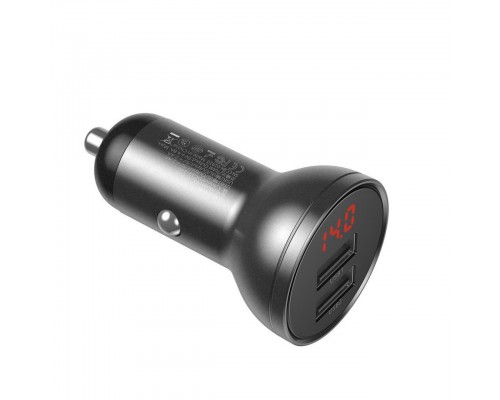 АЗУ Baseus Digital Display Dual USB 4.8A Car Charger 24W with Three Primary Colors 3-in-1 Cable USB (00000039342_1)