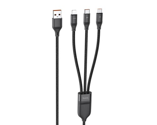 Дата кабель Hoco U104 Ultra 6A 3in1 Lightning -MicroUSB-Type-C (1.2m) (00000055899_1)