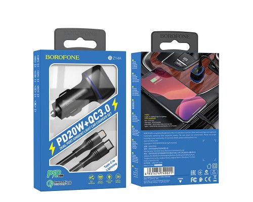 АЗУ Borofone BZ14A PD20W+QC3.0 (1Type-C/1USB/3A) + Type-C to Lightning (00000056341_1)