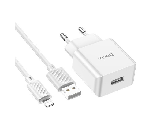 СЗУ Hoco C106A Leisure 10.5W (1USB-A) + кабель USB to Lightning (00000076414_1)