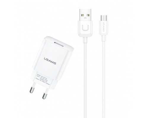 СЗУ USAMS T21 Charger kit - T18 single USB + Uturn MicroUSB cable (00000049239_1)