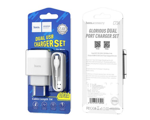 СЗУ HOCO C73A (2USB/2.4A) + microUSB (00000036214_1)